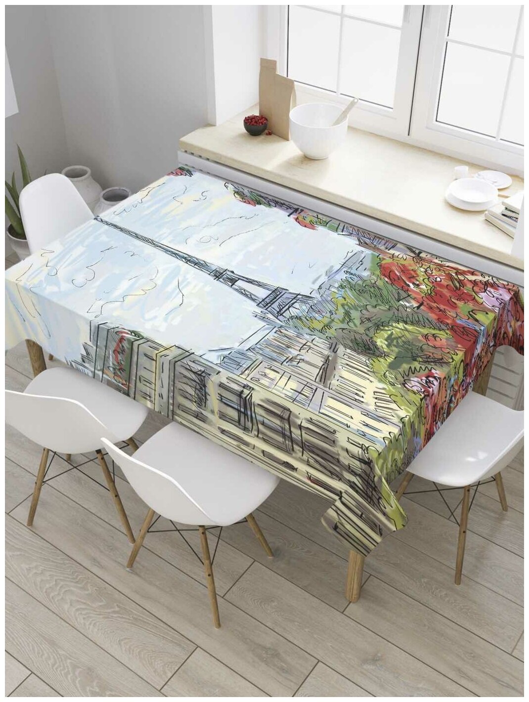 Скатерть прямоугольная JoyArty на кухонный стол "Шикарный вид" из оксфорда, 120x145 см