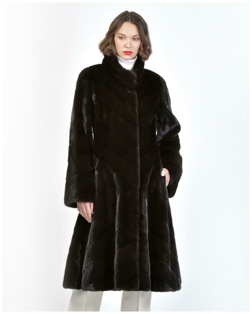 Пальто Mala Mati, норка, силуэт прилегающий, карманы, размер 42, черный