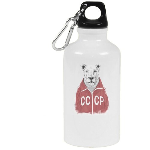 Бутылка с карабином CoolPodarok Львица в олимпийке СССР волк в олимпийке
