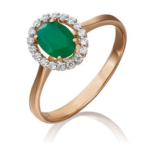 PLATINA jewelry Кольцо из красного золота с халцедоном и фианитом 01-4261-00-275-1110-47, размер 18,5