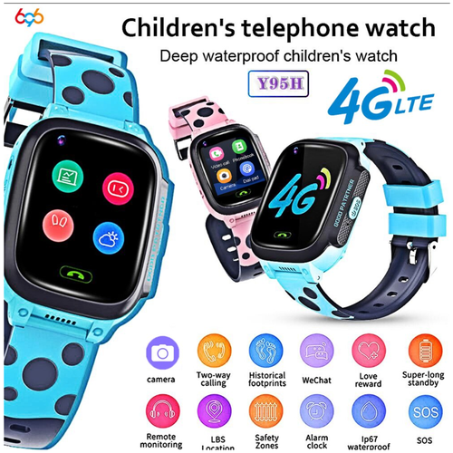 Смарт-часы GUMY95-H детские (Синие), GPS, SOS, 4G, Wi-Fi HD видеозвонки, пиксели высокой четкости, смотреть детей в любое время