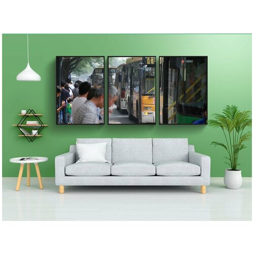 фото Набор модулных постеров для интерьера "автобус, останавливаться, ждать" 60x90 см. в тубусе, без рамки lotsprints