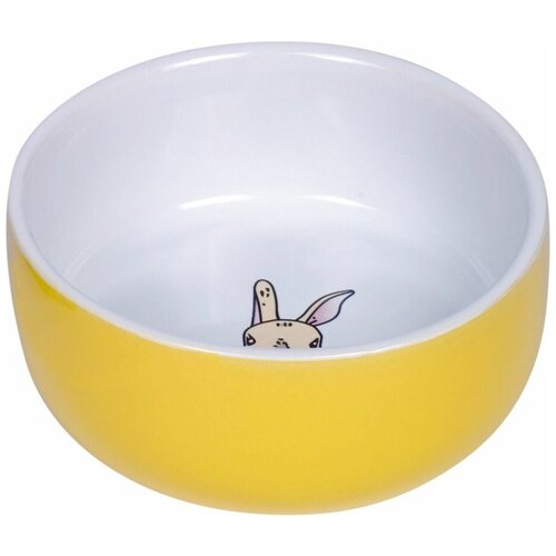 Миска керамическая для грызунов Nobby Rabbit (цвет: белый/желтый), 200 мл домик закрытый для кроликов pub rabbit 80 100 new