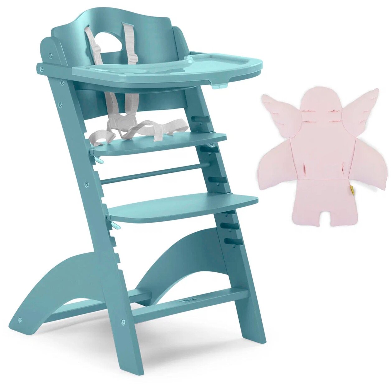 Стульчик для кормления растущий Childhome Lambda 2 Jade green с подушкой Angel pink