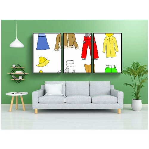 фото Набор модулных постеров для интерьера "одежда, платье, сапоги" 60x90 см. в тубусе, без рамки lotsprints