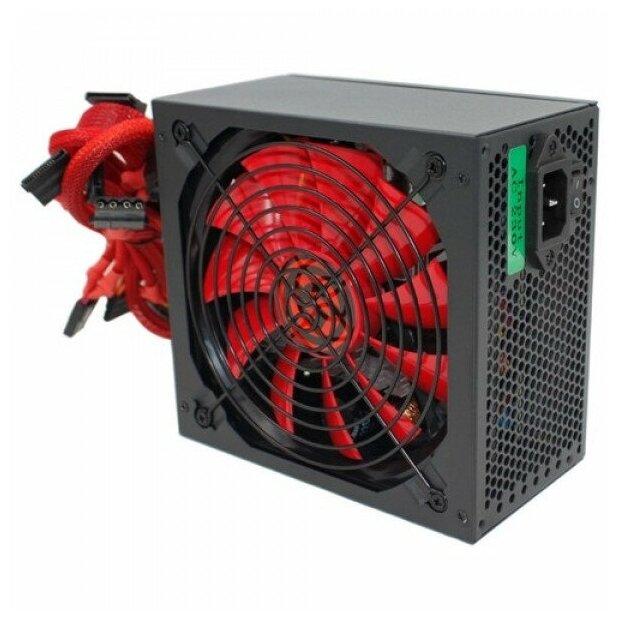 Блок питания 500W ATX Ginzzu PC500 14см(Red) 80+ black, APFC,24+4p,2 Pci-e(6+2), 5*SATA, 4*IDE, оплетк .
