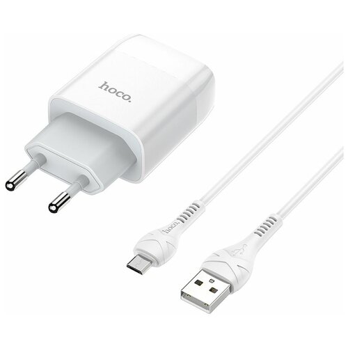 HOCO HC-13063 C73A/ Сетевое ЗУ + Кабель Micro 1m/ 2 USB/ Выход: 12W/ White