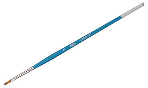 Кисть ГАММА Синтетика №2, плоскоовальная, короткая ручка (338336) №2, 5 шт., голубой