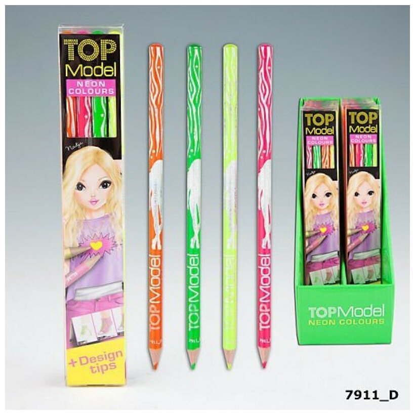Набор цветных карандашей неоновых оттенков TOP Model