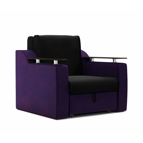 Кресло кровать Сенатор 90 велюр черый и фиолетовый