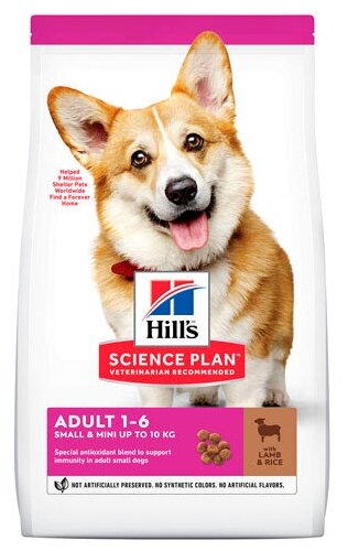 Ветеринарные товары Hill's SР Сухой корм для взрослых собак мелких пород для поддержания здорового иммунитета с ягненком и рисом 6 кг