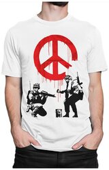 Футболка DreamShirts Бэнкси - Война и Мир Мужская Белая XS