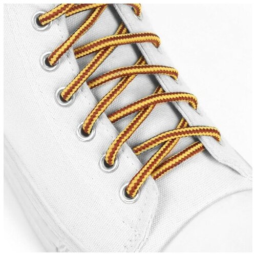 Шнурки для обуви пара круглые d = 5 мм 110 см цвет коричневый/жёлтый