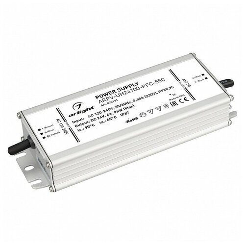 Arlight Блок питания Arlight ARPV-UH24100-PFC-55C 24V 100W IP67 42A 025171 664100₽