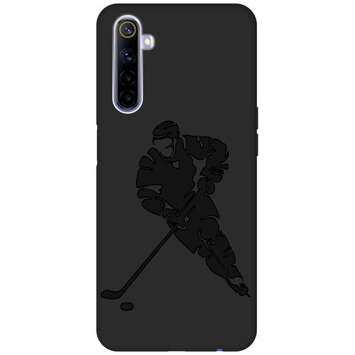 Матовый чехол Hockey для realme 6 / Рилми 6 с эффектом блика черный матовый чехол basketball для realme xt рилми хт с эффектом блика черный