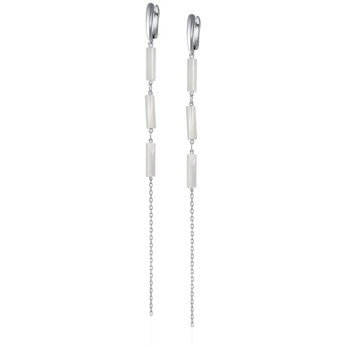 Серьги цепочки L'attrice di base, перламутр, серебряный, белый длинные дизайнерские серьги с натуральным белым перламутром