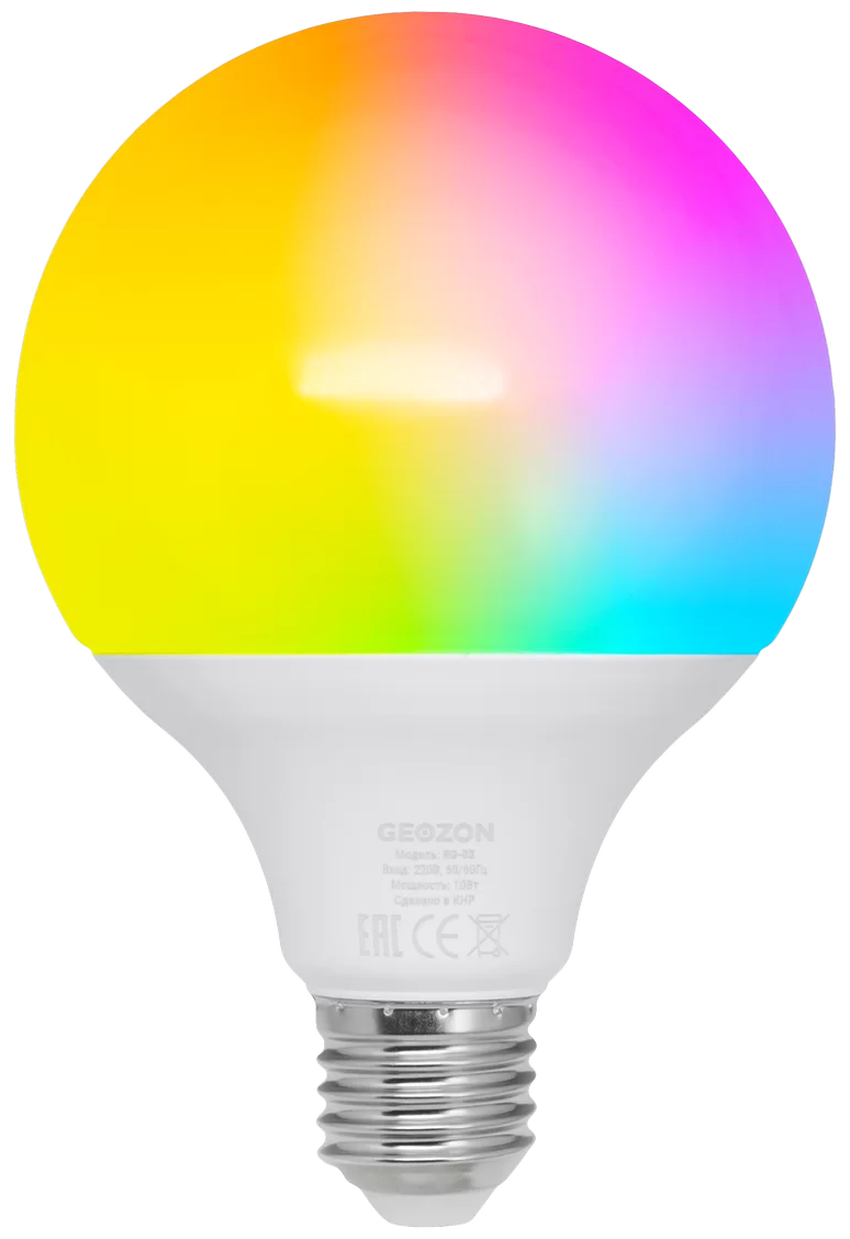 Лампа светодиодная GEOZON RG-03 RGB, E27, G95, 9.5 Вт, 6500 К - фотография № 2