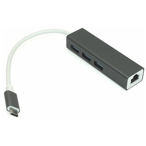 Адаптер Type-C на USB 3.0*3 + RJ45 серый