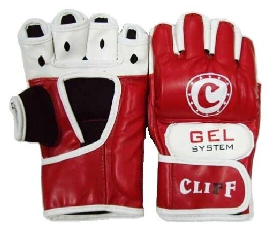 Перчатки ММА красно-белые кожа CliFF ULI-6030 Р: L