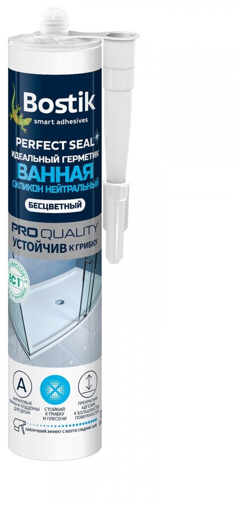 Герметик силиконовый нейтральный Bostik Perfect Seal Ванная (280мл) прозрачный - фотография № 1