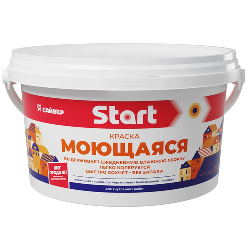 Краска акриловая Start моющаяся матовая белый 1 кг