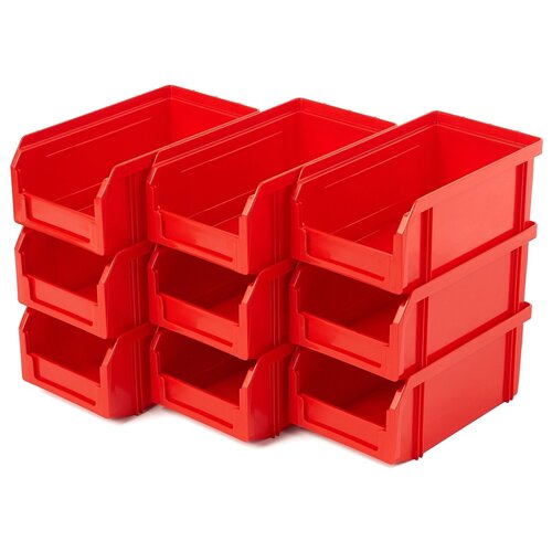 Пластиковый ящик стелла-техник V-1-К9-красный, 172х102х75мм, комплект 9 штук
