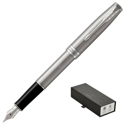 Ручка перьевая PARKER SONNET STAINLESS STEEL СT 2 черных картрид 1931509