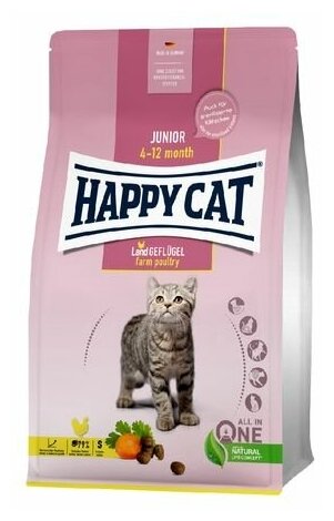 Корм для кошек сухой Happy Cat / Хэппи Кэт Junior Land Geflügel для котят гранулы с домашней птицей 300г / кошачья еда для ежедневного кормления - фотография № 11