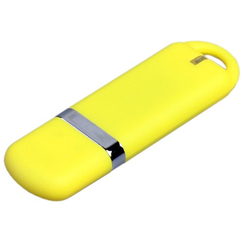 Классическая флешка soft-touch с закругленными краями (16 Гб / GB USB 2.0 Желтый/Yellow 005 Flash drive PL100)