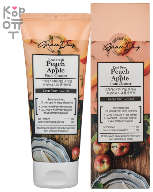 Grace Day Пенка для умывания с экстрактами персика и яблока - Real fresh peach & apple foam, 100мл