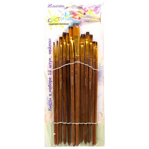 Josef Otten. Кисти набор - 12 шт , нейлон, плоские - 1-12
