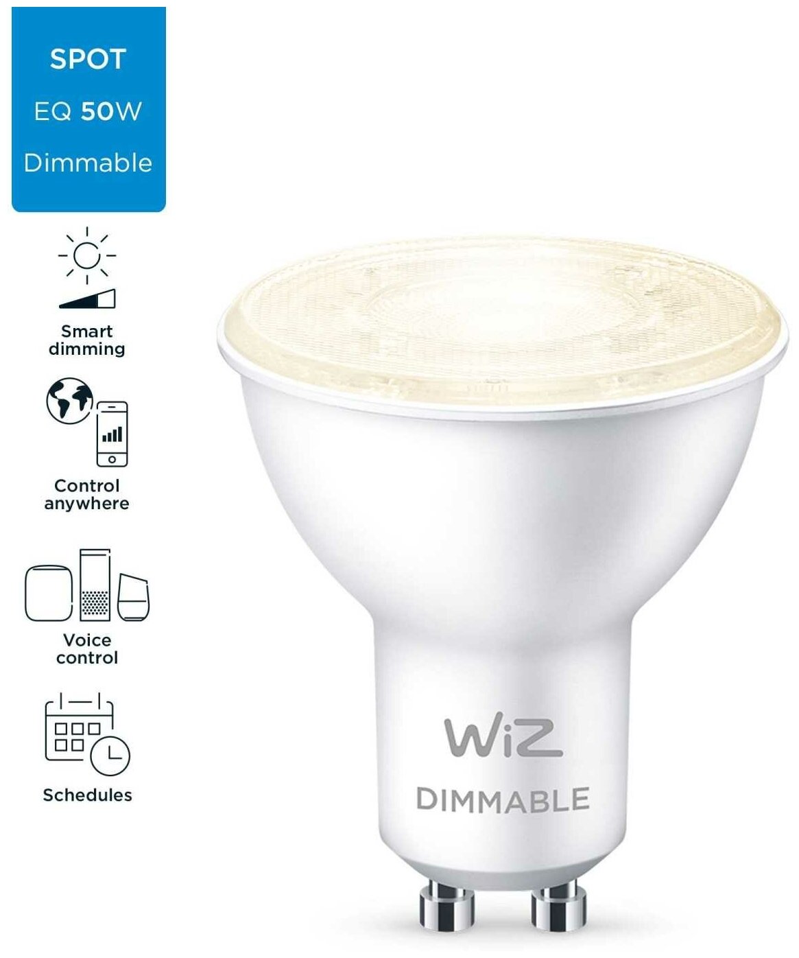 Лампа светодиодная WiZ BLE50WGU10927DIM1PF/6, GU10, PAR16, 4.7 Вт, 2700 К - фотография № 5