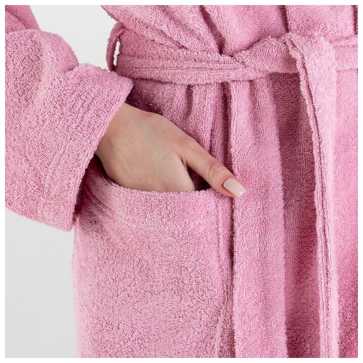 Халат Этель удлиненный, длинный рукав, пояс, размер 50-52, розовый - фотография № 17