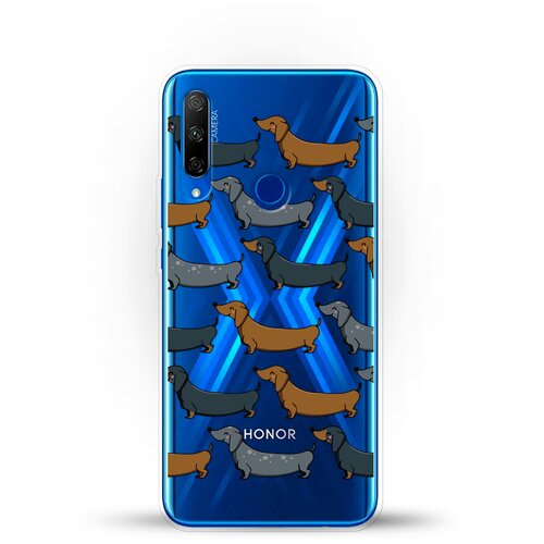 фото Силиконовый чехол узор из такс на honor 9x premium andy & paul
