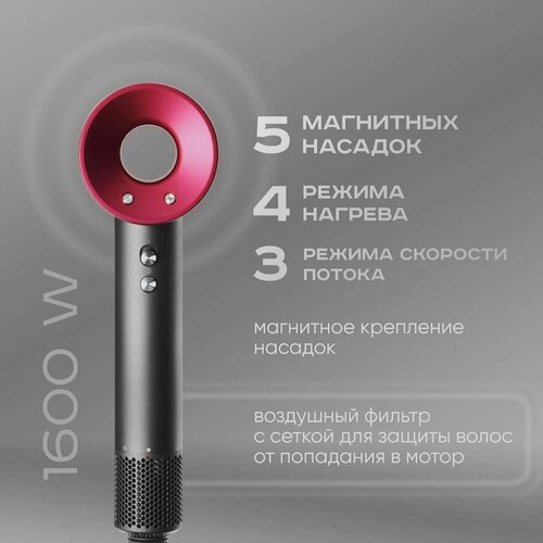 Профессиональный фен для волос iHair-1600 Super Hair Dryer 1600 Вт 3 режима 5 магнитных насадок ионизация воздуха 255000₽