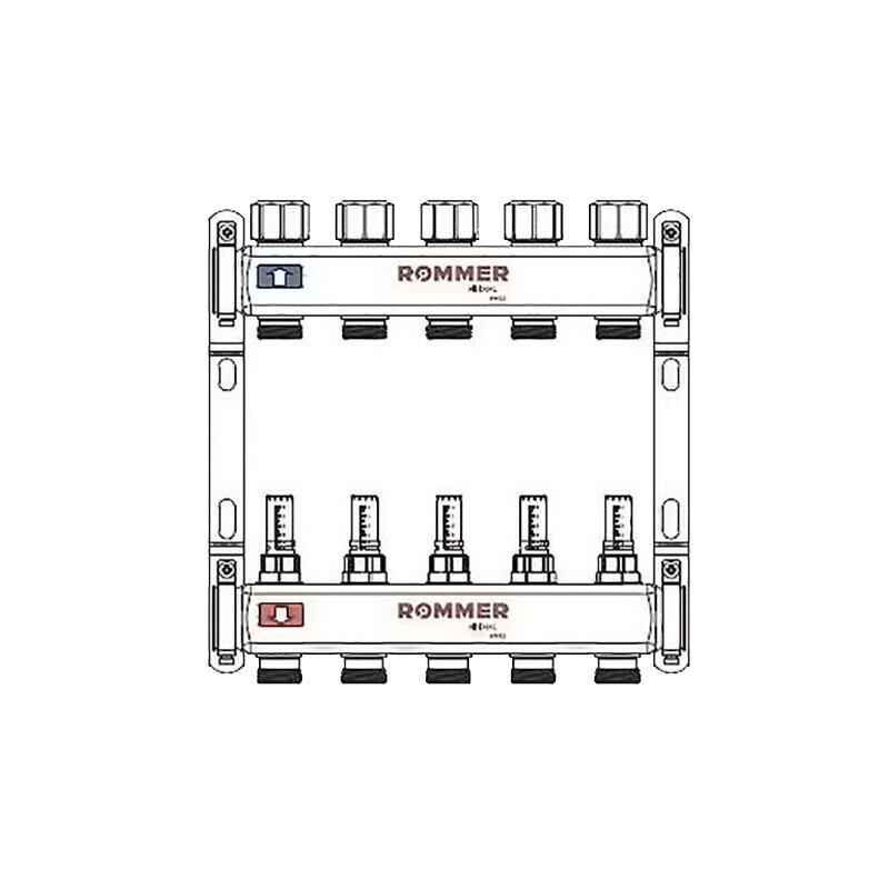 Коллектор ROMMER из нержавеющей стали с расходомерами 2 вых. (арт. RMS-1200-000002)