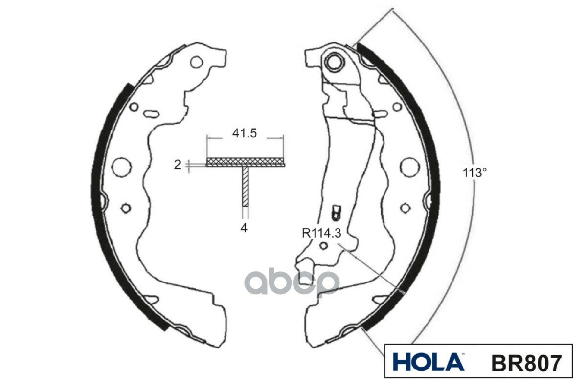 Колодки тормозные задние HOLA BR807 NISSAN Almera (G15)7701210109) RENAULT (к-т 4шт) (6001549703 /6001549704 /7701210109 )