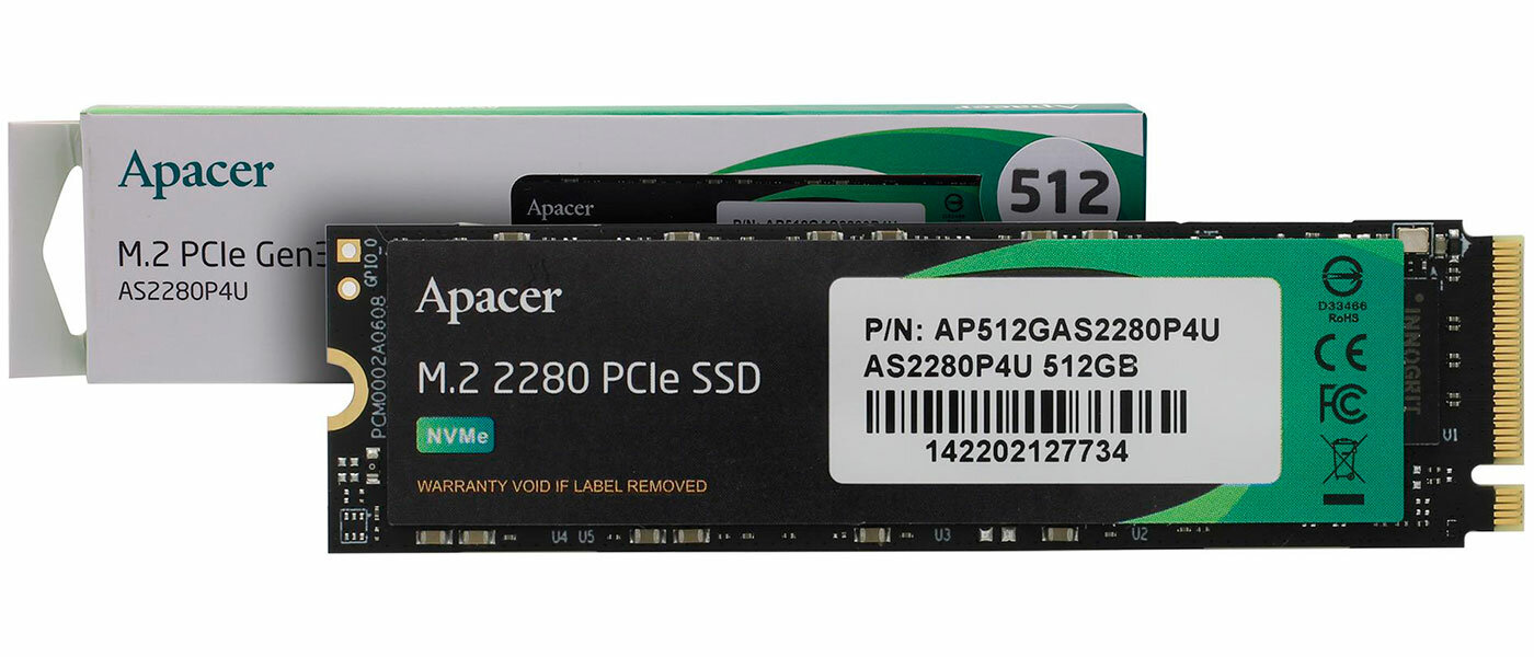 Твердотельный накопитель Apacer SSD AS2280P4U 512Gb M.2 PCIe Gen3x4, R3500/W2300 Mb/s, MTBF 1.8M, 3D NAND, NVMe, Retail (AP512GAS2280P4U-1) (AP512GAS2280P4U-1) - фото №18