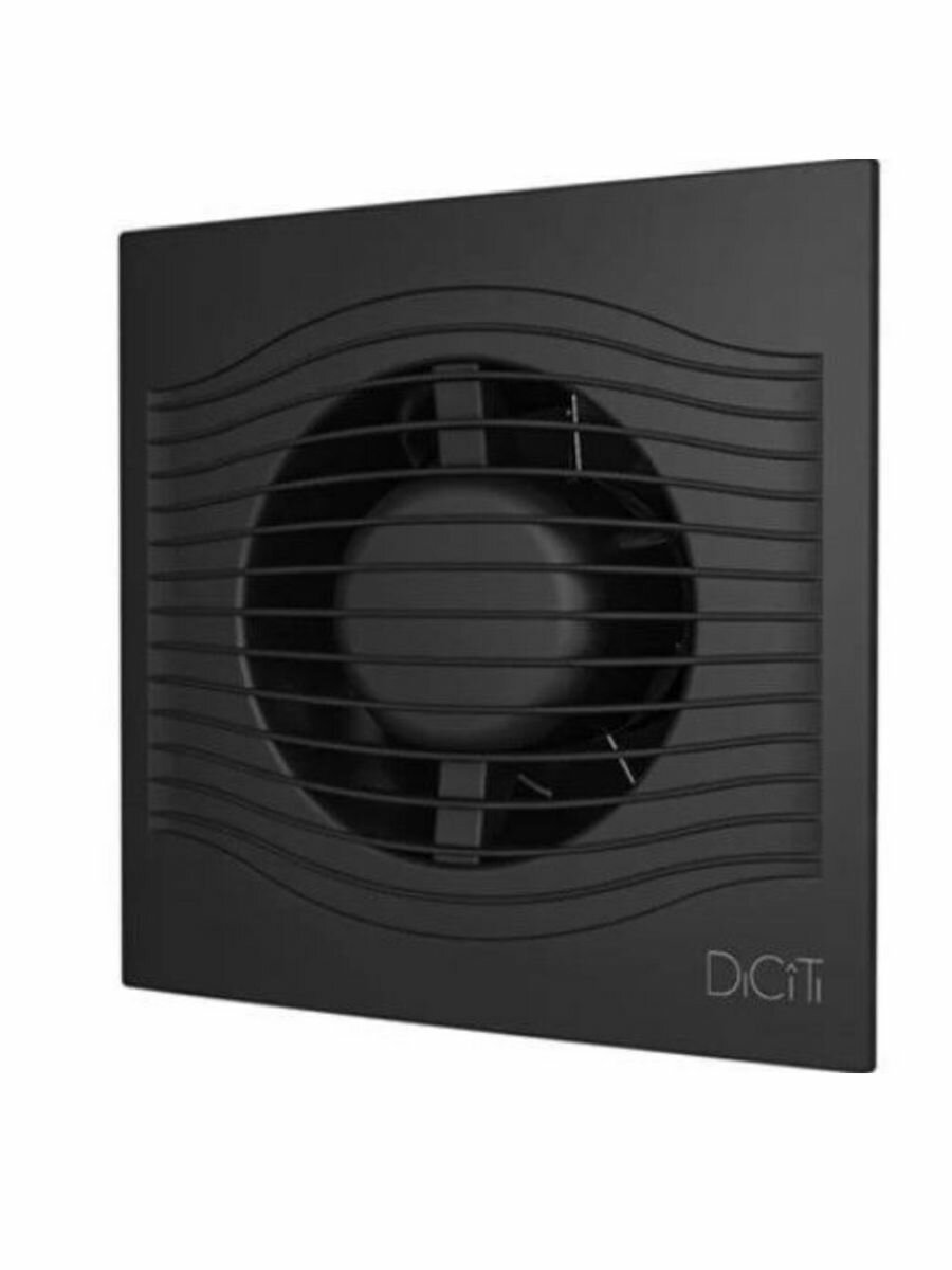 Вентилятор вытяжной 100 мм с обратным клапаном SLIM 4C Matt Black, 8 Вт, черный матовый, на кухню, в ванную, DiCiTi — фото 1