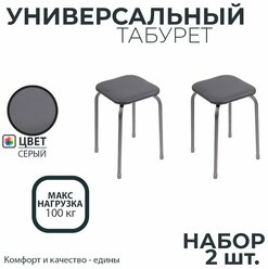 Комплект табуретов Nika, набор 2 шт., цвет Серый, Квадратное сидение