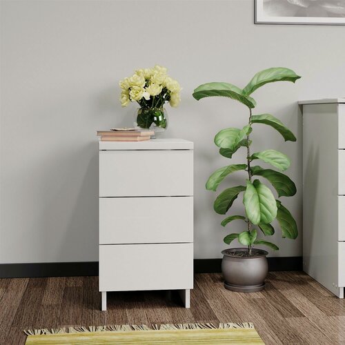 Изображение товара Тумба прикроватная, офисная с ящиками, тумба для спальни, на кухню и ванную белая domokomod c 3 ящиками 33*50*59