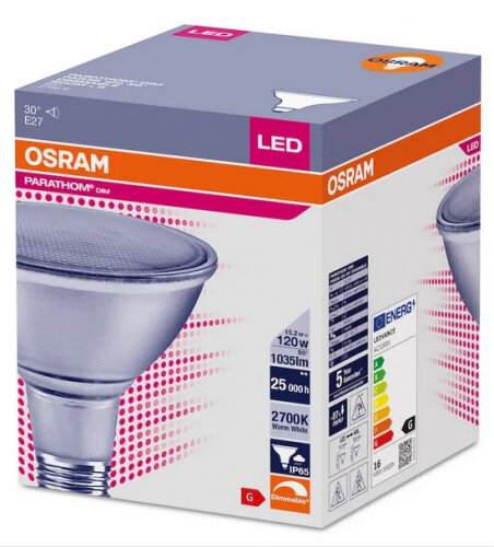 Светодиодная лампа Ledvance-osram OSRAM PARATHOM PAR38 (120W) 30° 12,5 W/827 E27 DIM 1035lm d-120, l-132