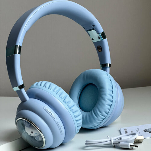 Беспроводные наушники Headphone KE-30 голубого цвета