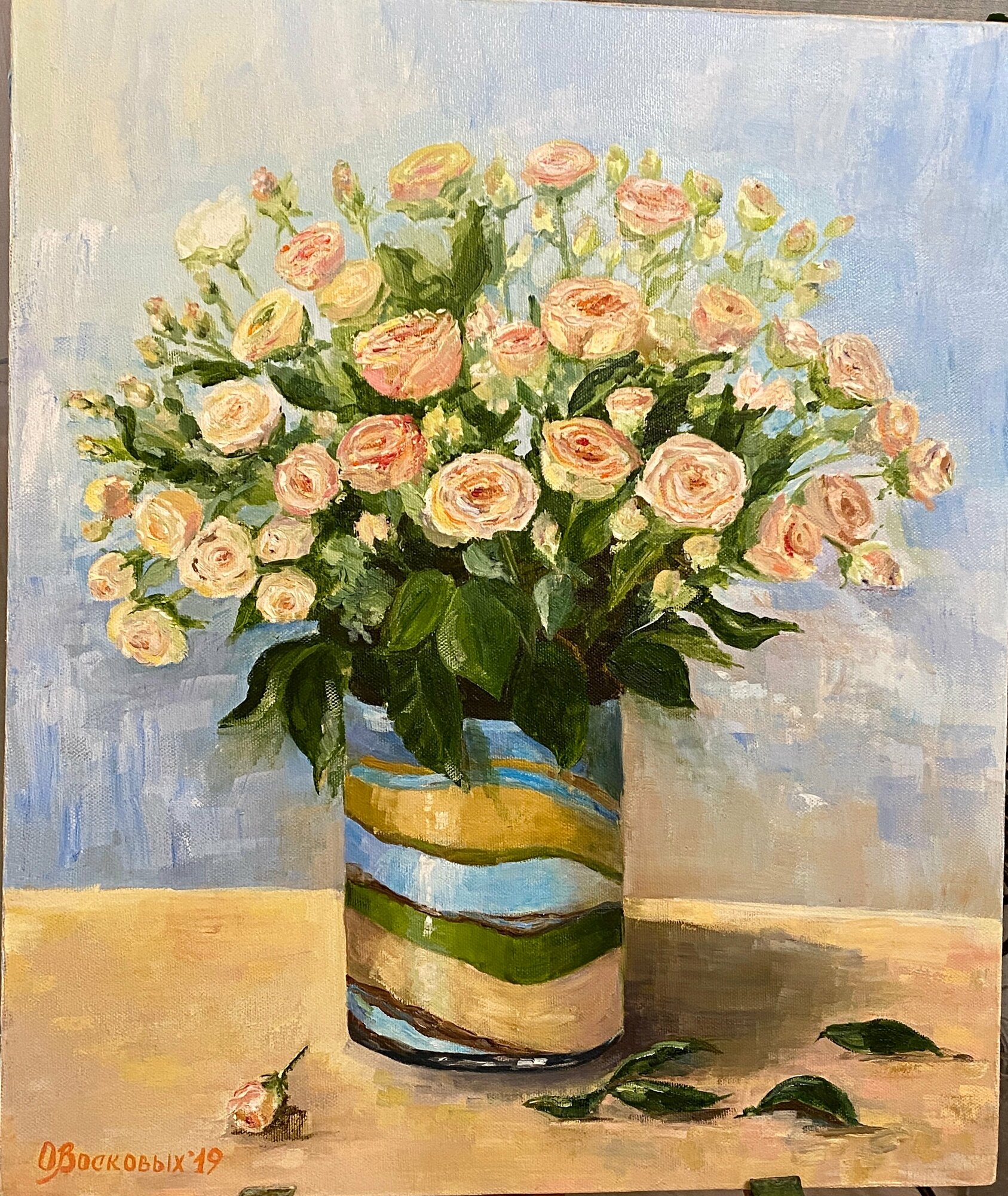 Картина маслом на холсте "Розы" 50х60 / ручная работа