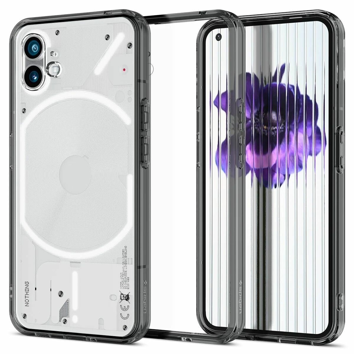 Чехол Spigen на Nothing Phone 1 (ACS05422) Ultra Hybrid / Спиген чехол для Нафинг Фон 1 накладка, противоударный, с защитой камеры, затемненный — фото 1