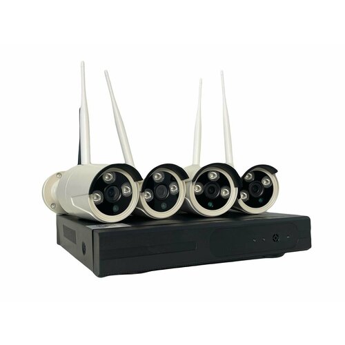 Цифровой комплект wifi видеонаблюдения на 4 камеры со звуком для улицы и помещений 4CH 3Mp