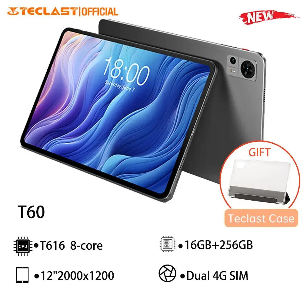 Планшет Teclast T60 12' 2K, T616, 8/256 ГБ, Android 13