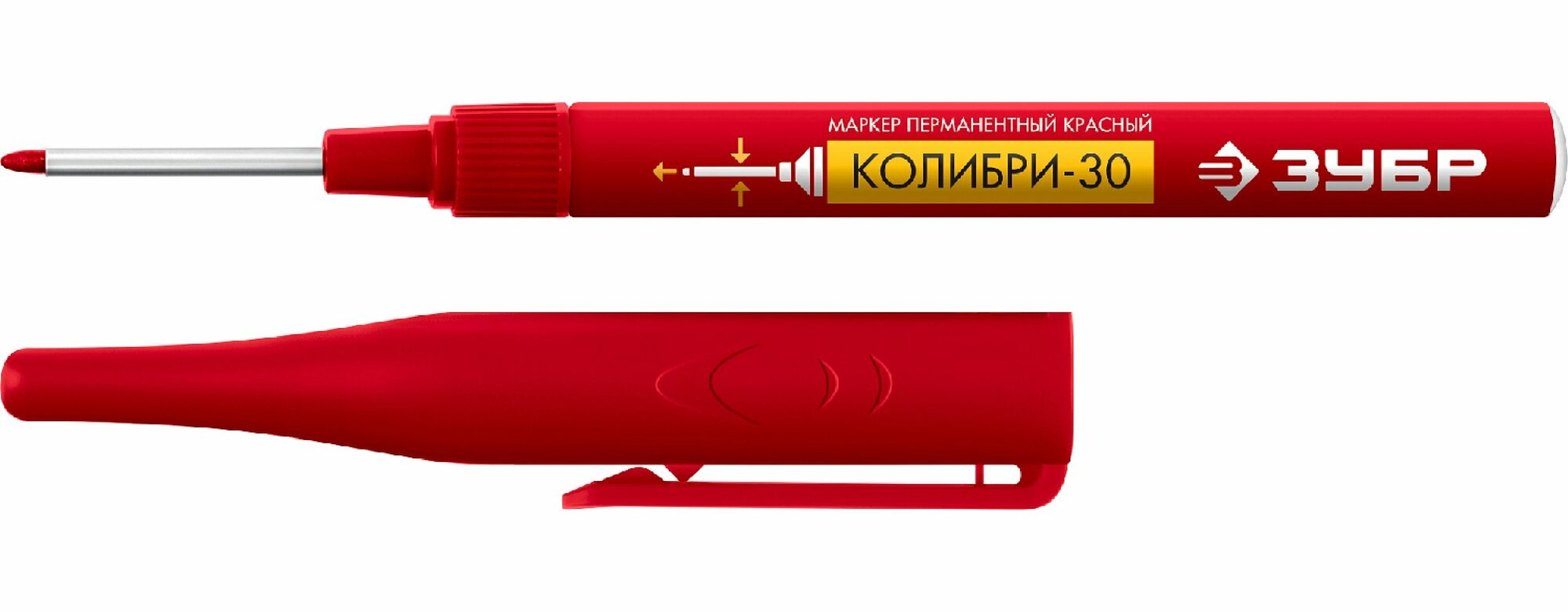 ЗУБР КОЛИБРИ-30 1 мм, заостренный, красный, Перманентный маркер, профессионал (06338-3) (06338-3)