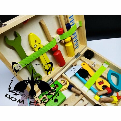 Развивающий деревянный конструктор. Ящик с инструментами 