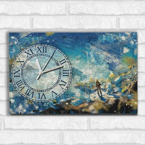 Настенные бесшумные часы ОСБ со смещенным циферблатом игры the legends of zelda Tears of the Kingdom (зельда, линк) - 2248